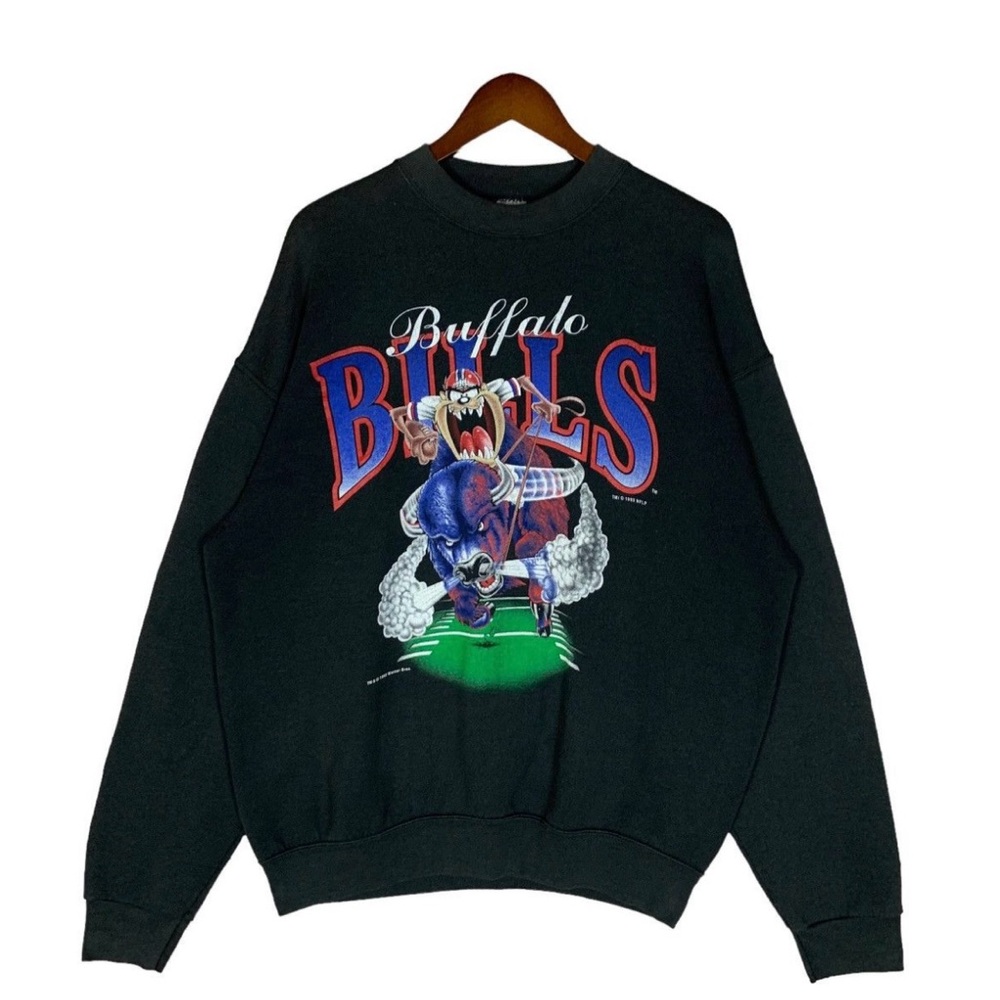 Vintage 90s Looney Tunes Warner Bros NFL Buffalo Bills Taz Sweatshirt
